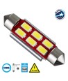 GloboStar® C5W 81322 Λάμπα Αυτοκίνητου 42mm FESTOON  2nd Generation Can-Bus Series LED 6 SMD 5630 4W 600lm 120° DC 12V IP20 Ψυχρό Λευκό 6000K